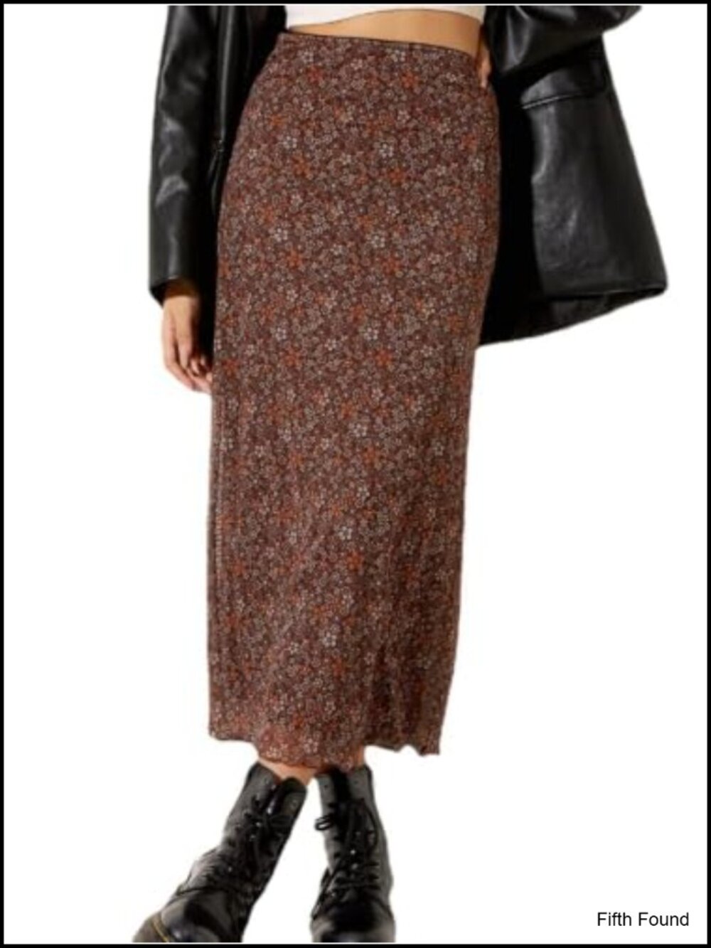 Mesh Floral Midi Skirt High Waist A-Line Lettuce Hem Flowy